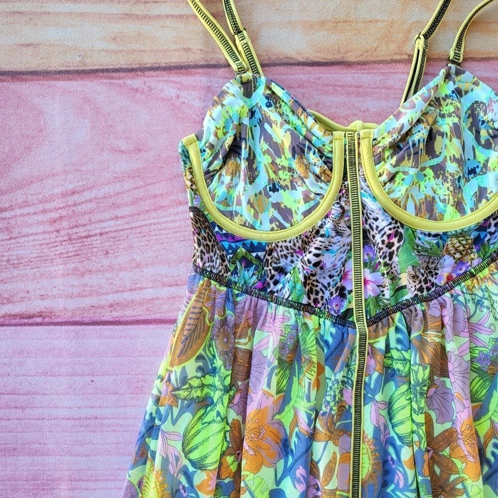 Maaji Honey Pot‎ Multicolor Floral Bustier High Slit Maxi Dress Medium - Picture 6 of 13